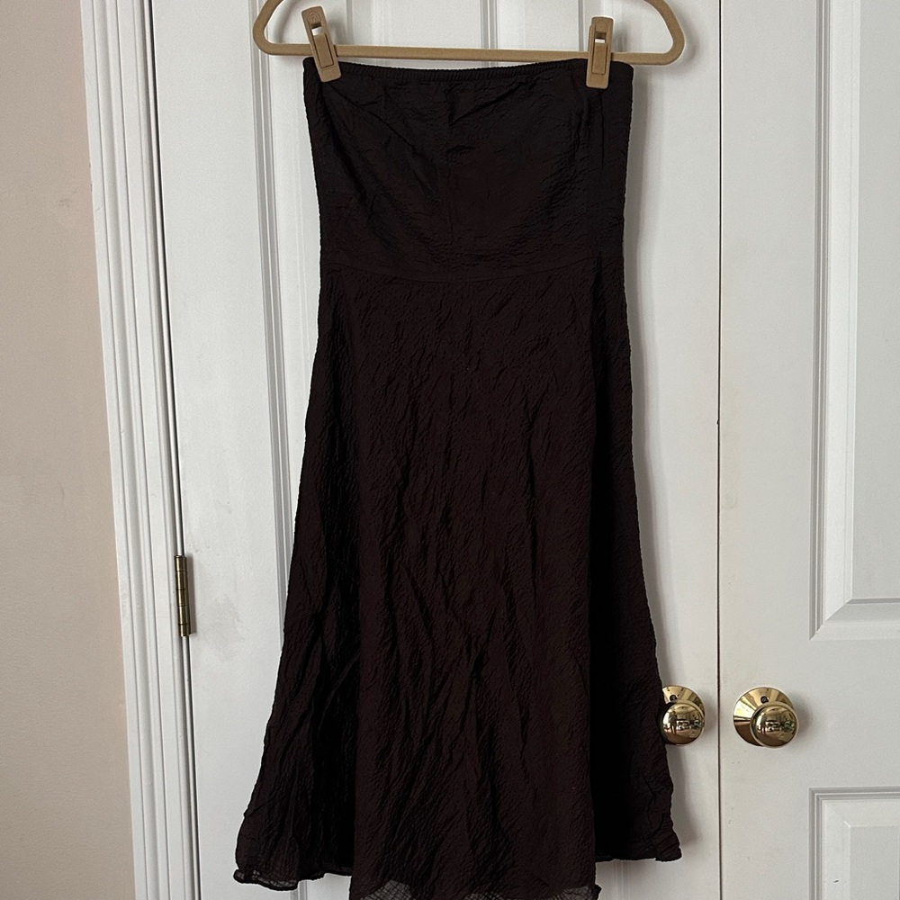 J. Crew Dark Brown Strapless Cotton Dress